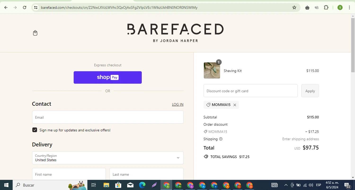 How to apply Barefaced coupon code